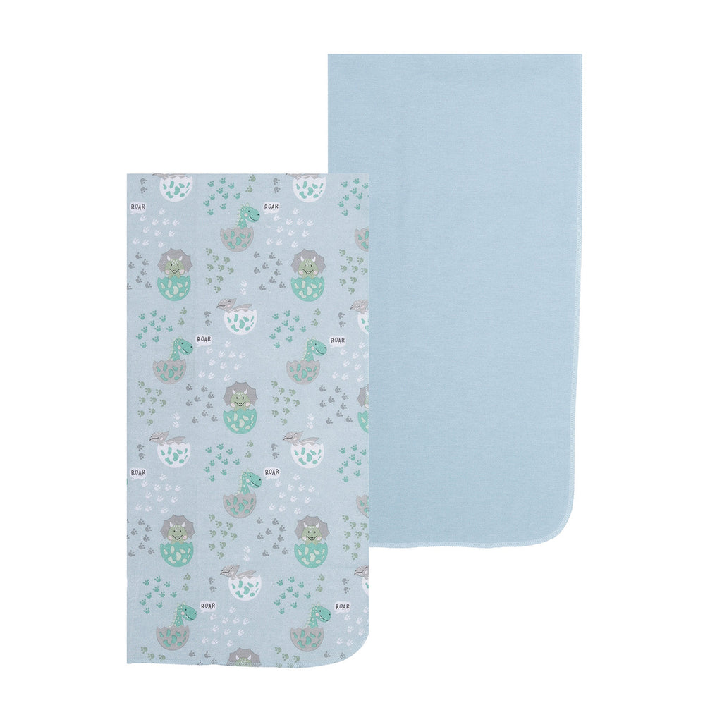 EVERYDAY KIDS 4 Pack Flannel Receiving Baby Blanket Set - Dinosaurs/Stripes