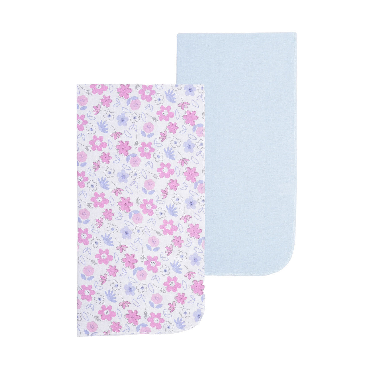 EVERYDAY KIDS 4 Pack Flannel Receiving Baby Blanket Set - Pink Flowers/Hearts