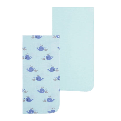 EVERYDAY KIDS 4 Pack Flannel Receiving Baby Blanket Set - Sea Creatures/Whales
