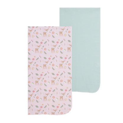EVERYDAY KIDS 4 Pack Flannel Receiving Baby Blanket Set - Woodland Animals/Rainbow