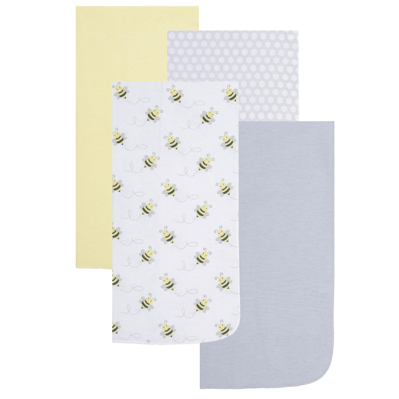 EVERYDAY KIDS 4 Pack Flannel Receiving Baby Blanket Set - Bees/Honeycomb