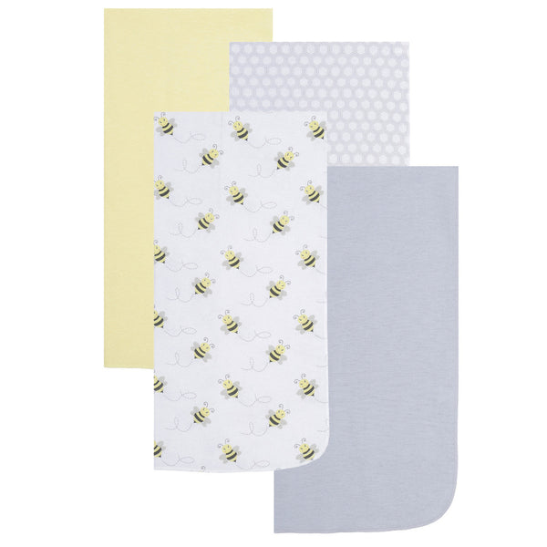 EVERYDAY KIDS 4 Pack Flannel Receiving Baby Blanket Set - Bees/Honeycomb