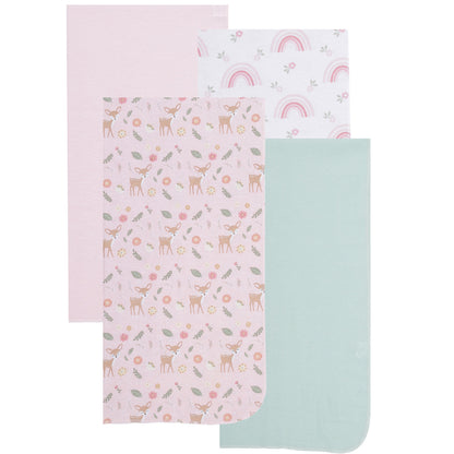 EVERYDAY KIDS 4 Pack Flannel Receiving Baby Blanket Set - Woodland Animals/Rainbow