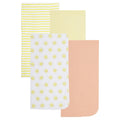 EVERYDAY KIDS 4 Pack Flannel Receiving Baby Blanket Set - Sun/Yellow Stripes