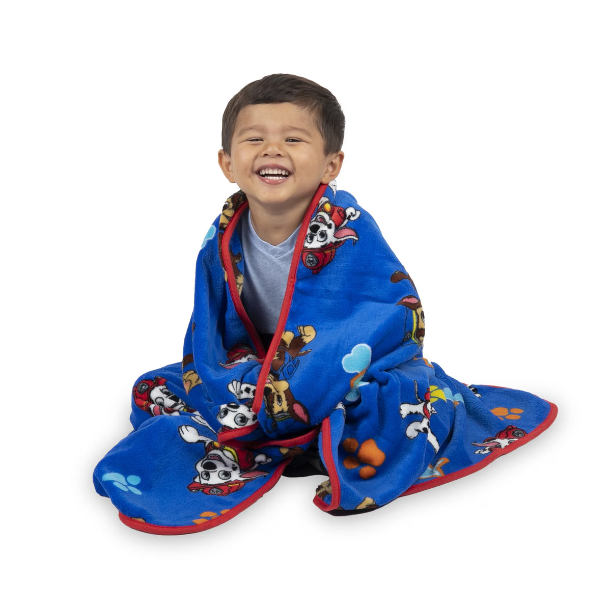 PAW Patrol Plush Toddler Blanket, 40x50 Chase & Marshall Allover Print Fleece Throw, Royal Blue