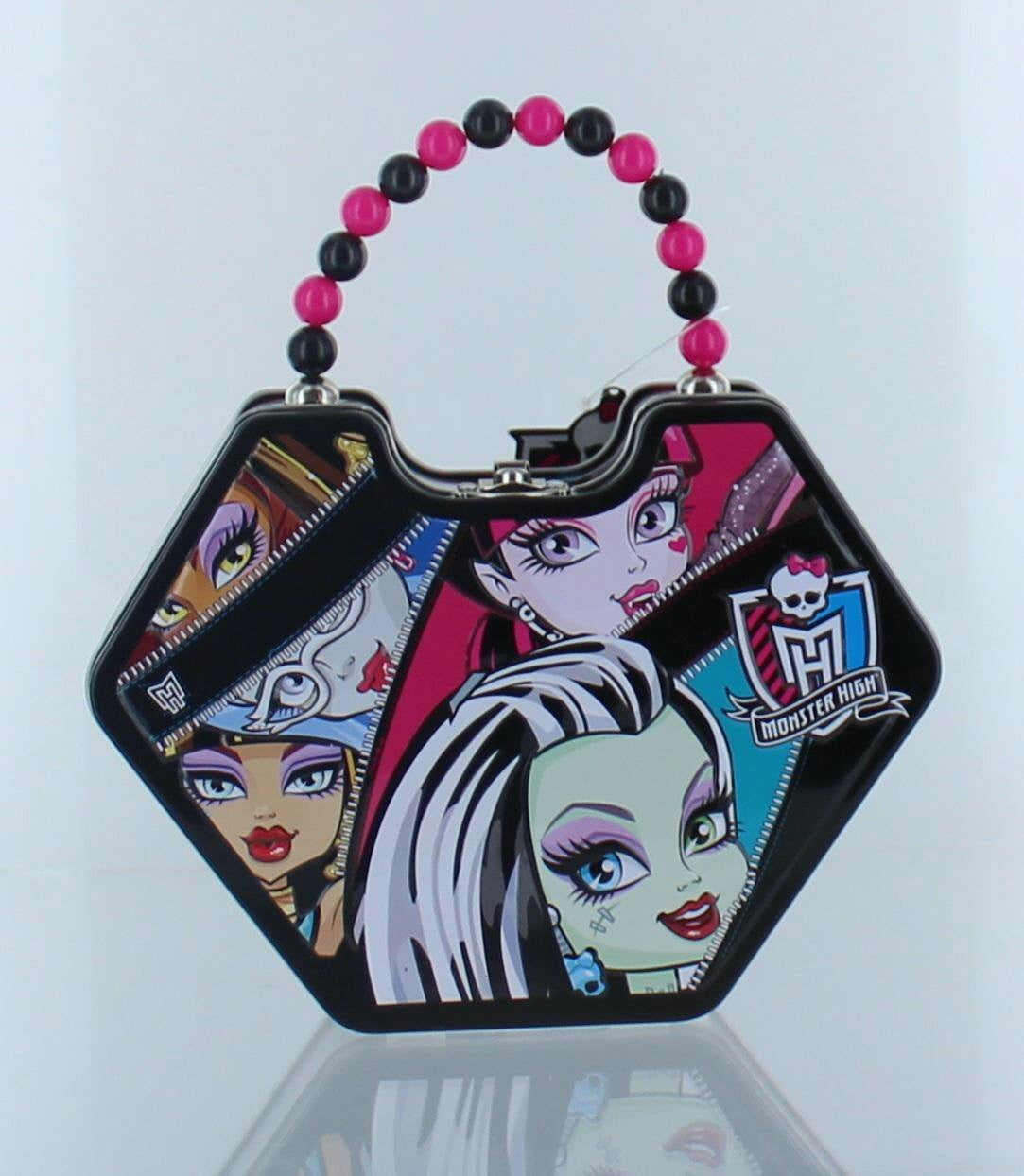 Monster High Purse Shaped Tin Box With Beaded Handle-Black