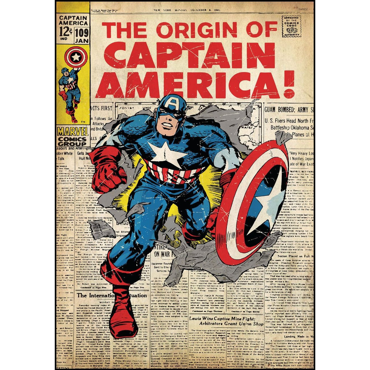 RoomMates Captain America Peel and Stick Comic Book Cover
