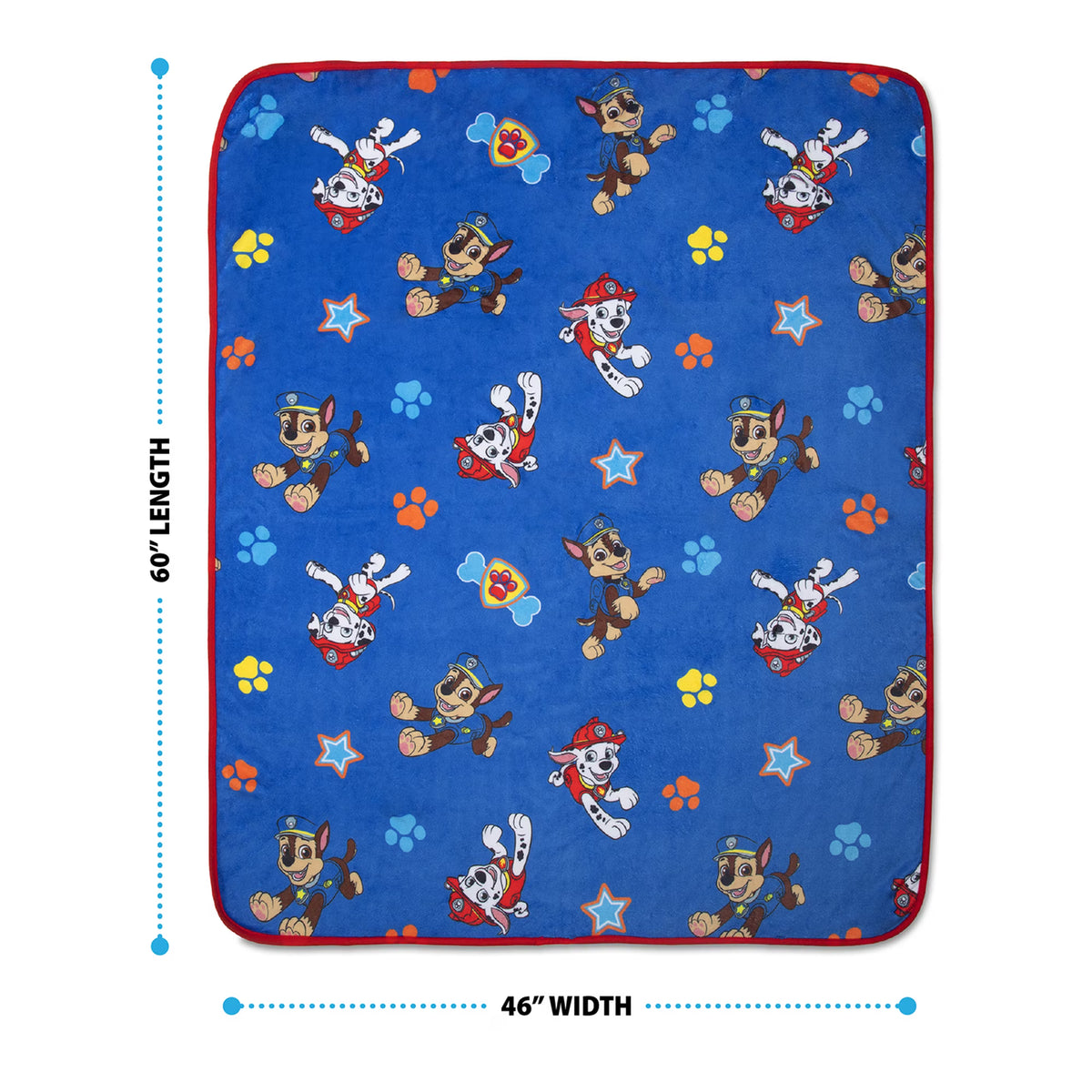 PAW Patrol Plush Toddler Blanket, 40x50 Chase & Marshall Allover Print Fleece Throw, Royal Blue