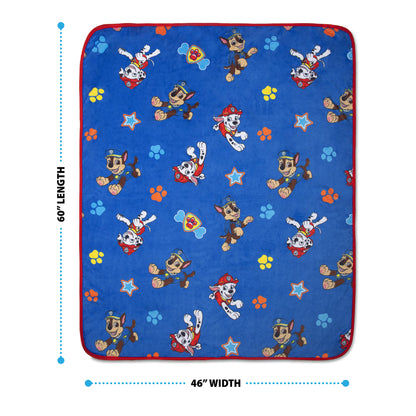 PAW Patrol Plush Toddler Blanket, 40x50 Chase & Marshall Allover Print Fleece Throw, Royal Blue