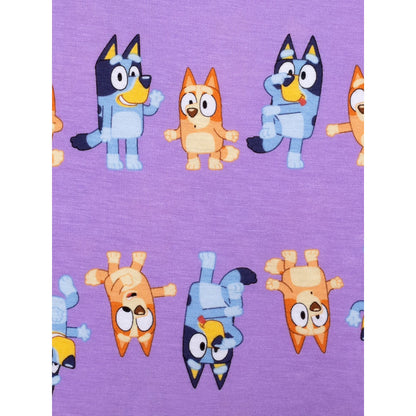 Bluey Toddler Long Sleeve Pajama Set Purple with Bluey and Bingo Print, Top and Jogger Pants with Cuffed Ankles, Sizes 12-24 Months