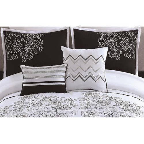 Saldana 8 Piece Rose Embroidered Queen Comforter Set