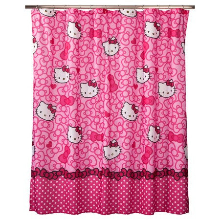 Hello Kitty Allover Fabric Shower Curtain