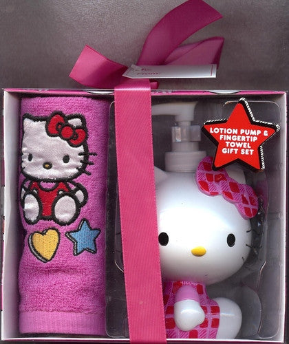 Hello Kitty Lotion Pump & Fingertip Towel Set