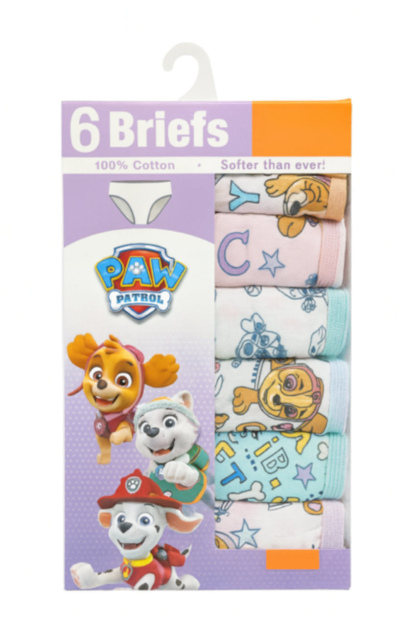 Paw Patrol Toddler Girls Briefs 6-Pack – 100% Cotton Underwear Set for Toddlers – Soft & Colorful Character Panties