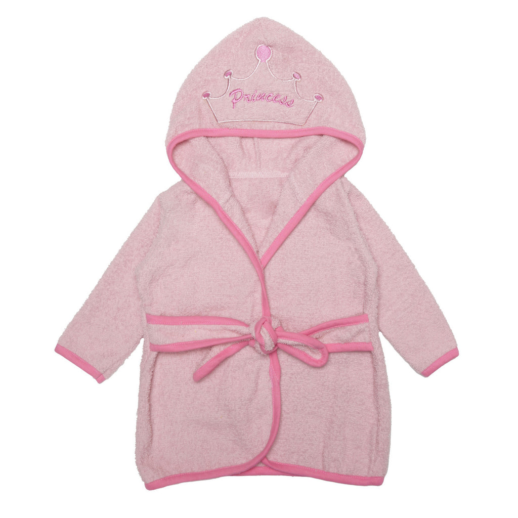 EVERYDAY KIDS Hooded Baby Toddler Bathrobe - Princess with Crown