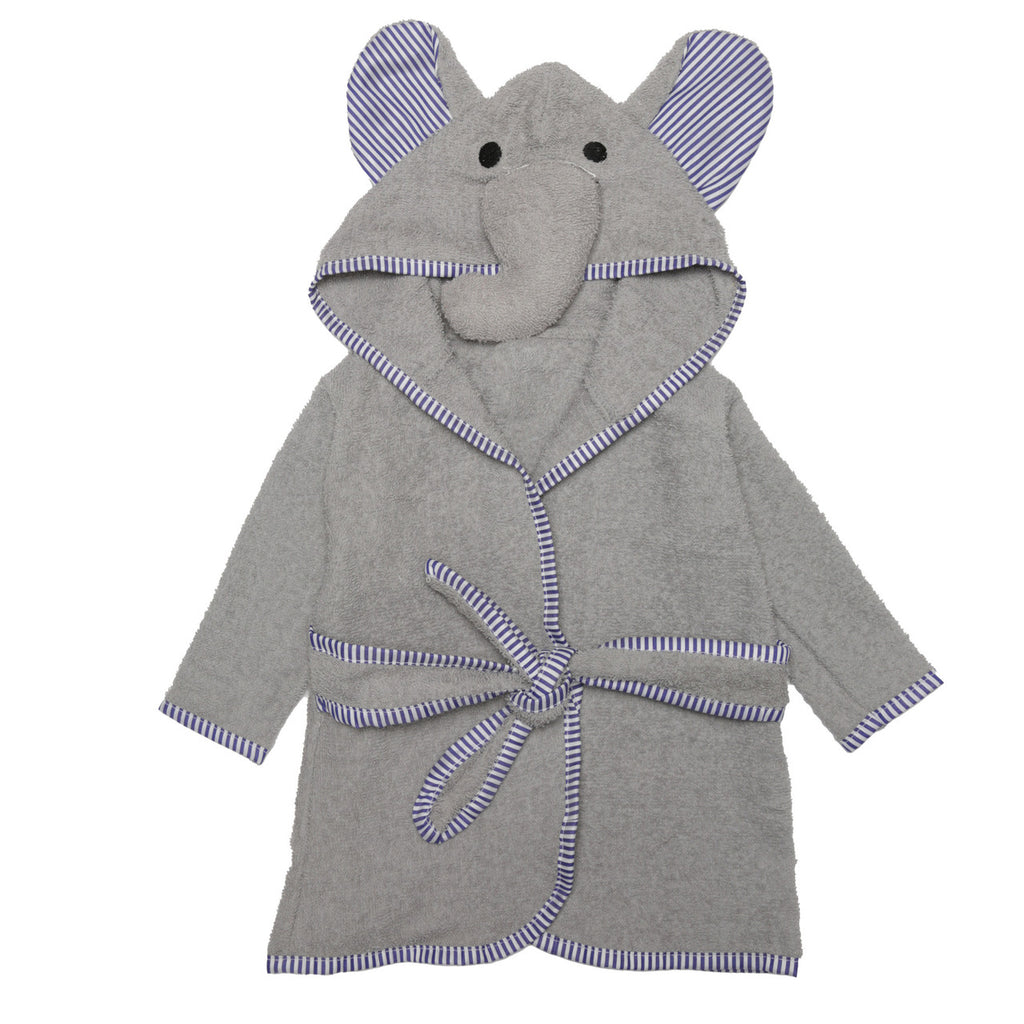 EVERYDAY KIDS Hooded Baby Toddler Unisex Bathrobe - Gray Elephant