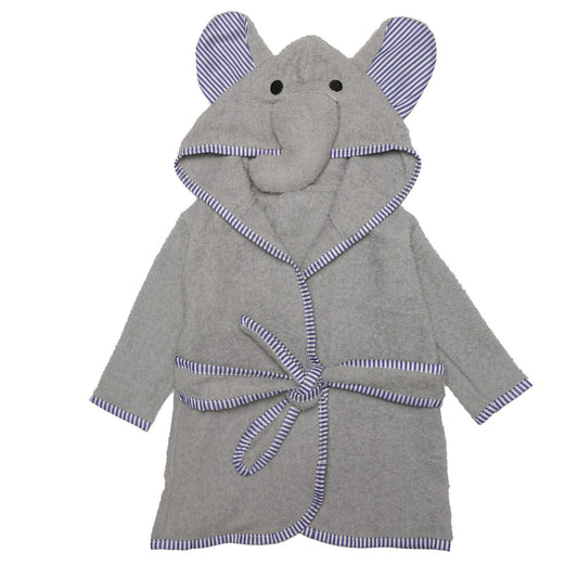 EVERYDAY KIDS Hooded Baby Toddler Unisex Bathrobe - Gray Elephant