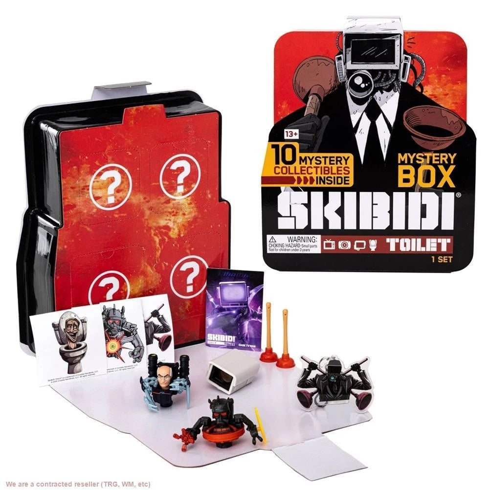 Skibidi Toilet Mystery Box Playset, 10 Surprise Collectibles Inside with Mini Figures, View Finder, Clip-On & Accessories, Ages 13+