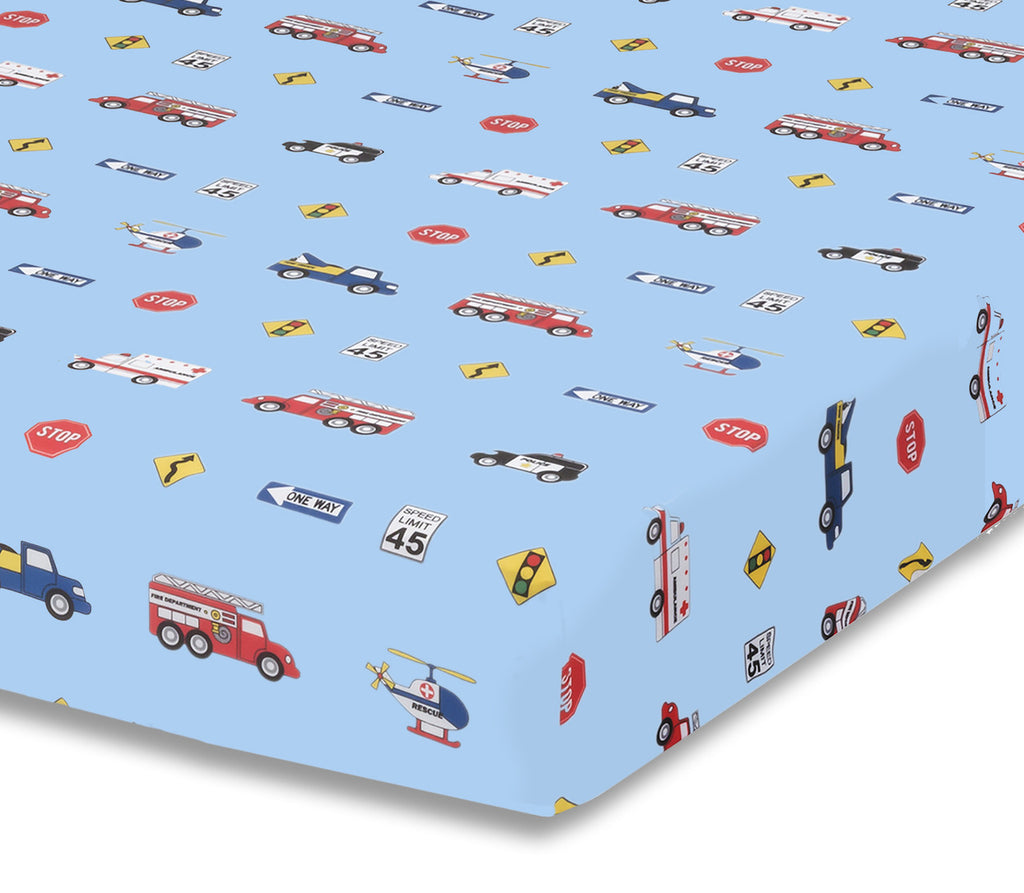 Everyday Kids Fitted Crib Sheet - Police, Fire and Rescue